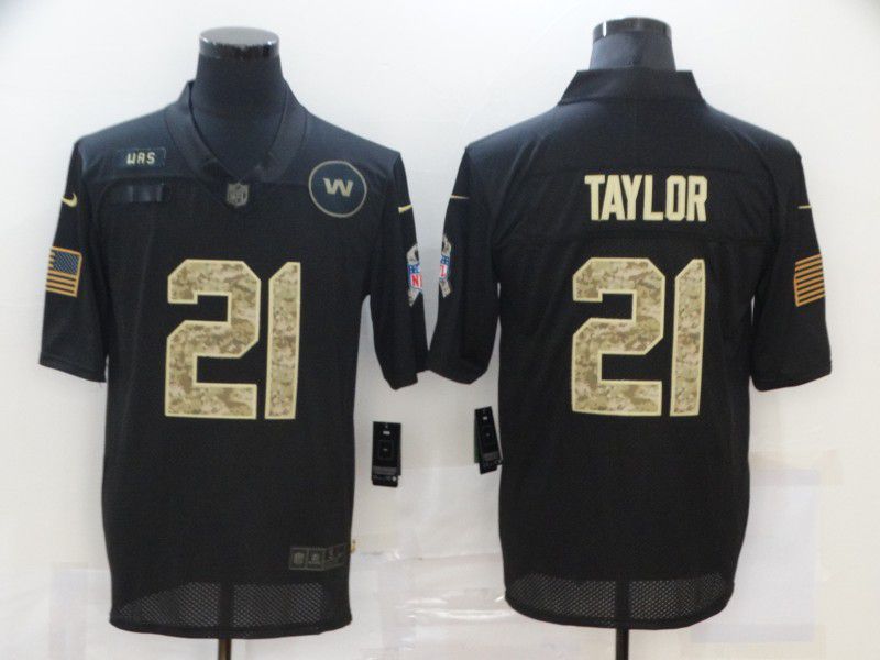 Men Washington Redskins 21 Taylor Black camo Lettering 2020 Nike NFL Jersey